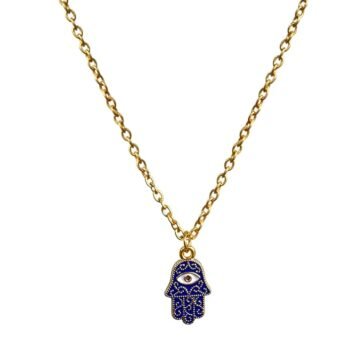 Blue Evil Eye Pendant with chain for Women and Girls Gold Plated Alloy